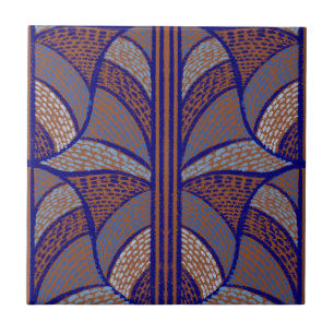 Azulejo Patrón mediterráneo de terracota y mosaico azul