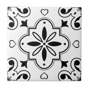 Azulejo Patrón mediterráneo moderno blanco y negro