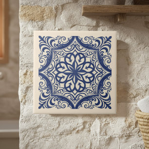 Azulejo Patrón Mediterráneo Pat#4 Azul Marfil ID1195