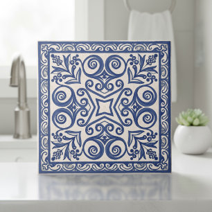Azulejo Patrón Mediterráneo Pat#5 Azul Marfil ID1195