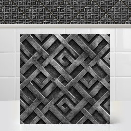 Azulejo Patrón metálico de diamantes entrelazados de plata