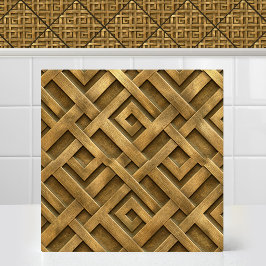 Azulejo Patrón metálico de diamantes entrelazados en oro a