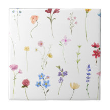 Patrón minimalista de flores silvestres acuarela C