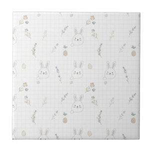 Azulejo Patrón minimalista de Pascua de conejo pastel de p