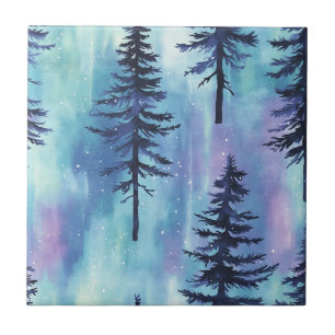 Azulejo Patrón Místico de Bosque Aurora