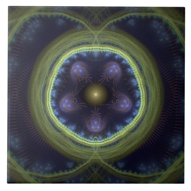 Azulejo Patrón místico místico azul celestial fractal (Frente)