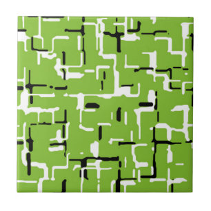 Azulejo Patrón moderno blanco y negro verde