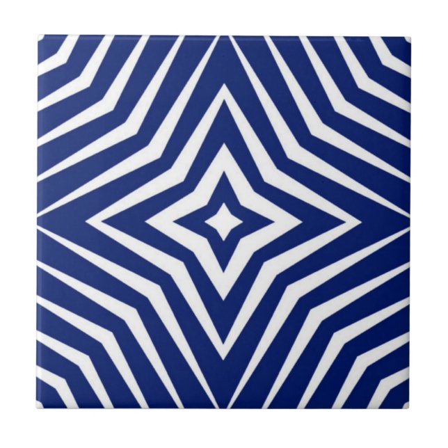 Azulejo Patrón moderno con estrellas blanco y azul marino  (Frente)