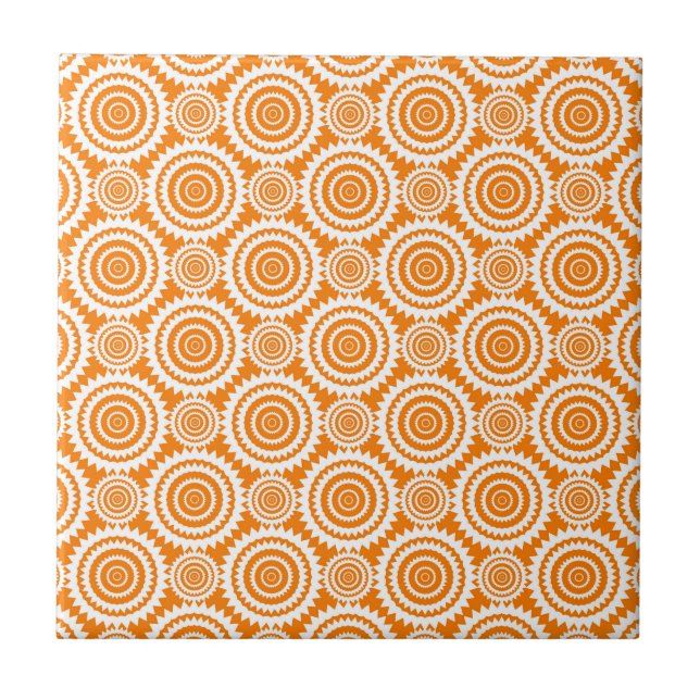 Azulejo Patrón moderno de círculos geométricos naranja y b (Frente)