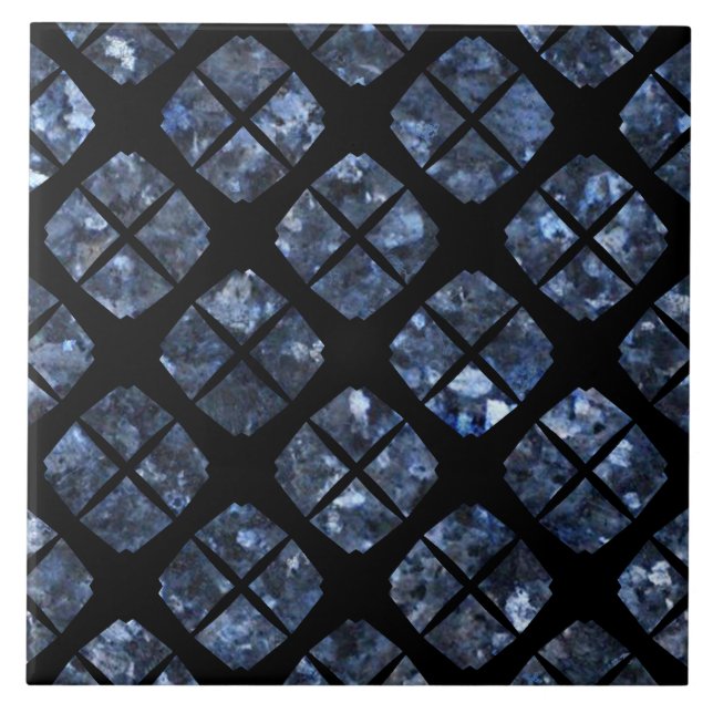 Azulejo Patrón moderno de diamantes negro y azul urbano (Frente)