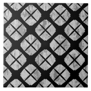 Azulejo Patrón moderno de diamantes negro y gris