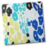 Azulejo Patrón moderno de leopardo<br><div class="desc">El Vibrante Glam De Moda Aqua Blue Lime Leopard Imprime Tile De Cerámica. Divertida y vibrante huella de leopardo. El color es verde limón claro, azul, negro y turquesa. Si quieres usar esta baldosa como una pequeña montaña o un trívet para una bebida o un plato.. o quieres ir grande...</div>