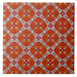 Azulejo Patrón moderno de mediados de siglo rojo, Naranja 