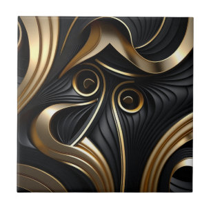 Azulejo Patrón moderno de oro y negro