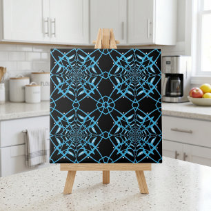 Azulejo Patrón moderno de resumen negro y turquesa