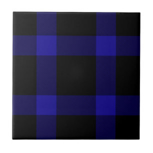 Azulejo Patrón moderno de tartán negro y azul