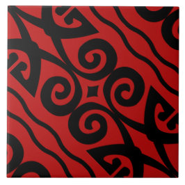 Azulejo Patrón Moderno Elegante Negro Y Rojo