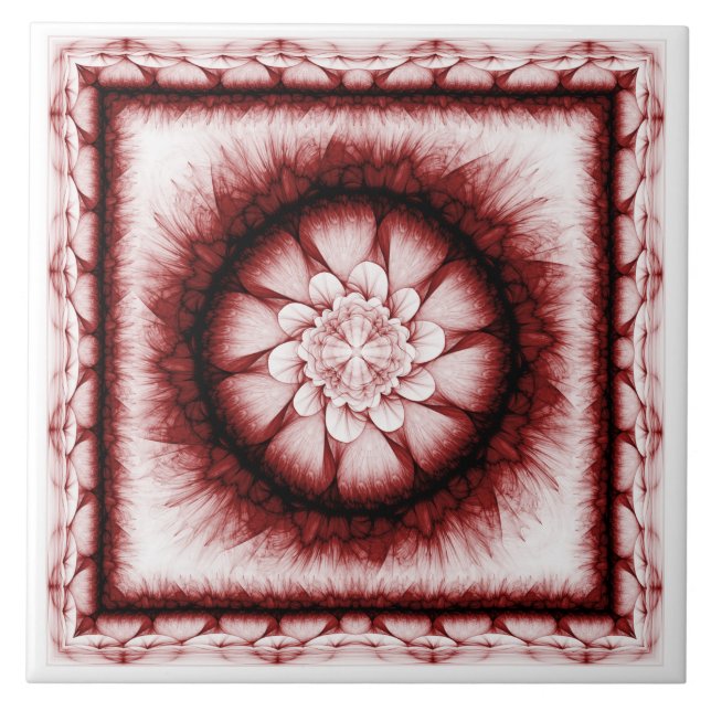 Azulejo Patrón moderno floral rojo (Frente)