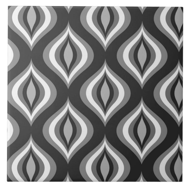 Azulejo Patrón moderno: gris negro y lágrimas blancas (Frente)