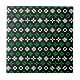 Azulejo Patrón moderno Kelly Green & White Argyle sobre n