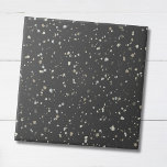 Azulejo Patrón moderno y moderno de Grey Terrazzo<br><div class="desc">Esta baldosa de cerámica presenta un patrón de terrazo con pequeñas puntas en tonos tierra sobre un fondo gris oscuro. Personalizar con tu propio esquema de color haciendo clic en Editar diseño.</div>