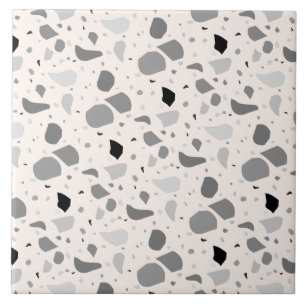 Azulejo Patrón monocromo de Terrazzo retro moderno