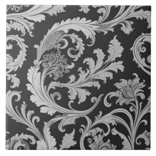 Azulejo Patrón monocromo Fleur antiguo 