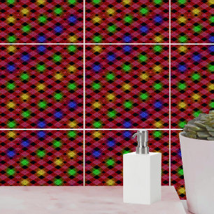Azulejo Patrón multicolor de Gingham Check