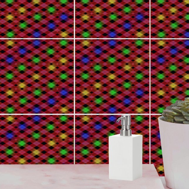 Azulejo Patrón multicolor de Gingham Check (Gingham Check Multicolored Pattern Ceramic Tile)