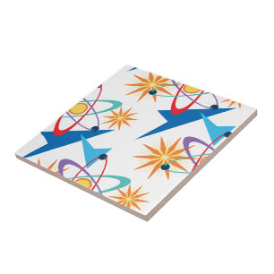 Azulejo Patrón multicolor de la edad espacial retro