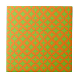 Azulejo Patrón naranja retro destello explosión estelar at