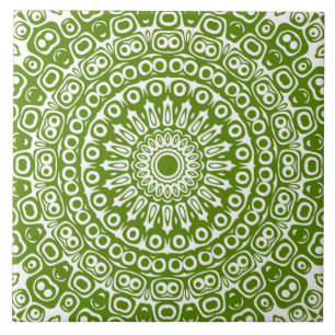 Azulejo Patrón natural de Mandala Verde