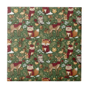 Azulejo Patrón navideño escandinavo del bosque