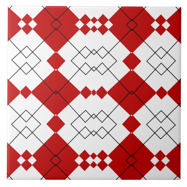 Azulejo Patrón negrita rojo de cuarzo de diamantes (Frente)