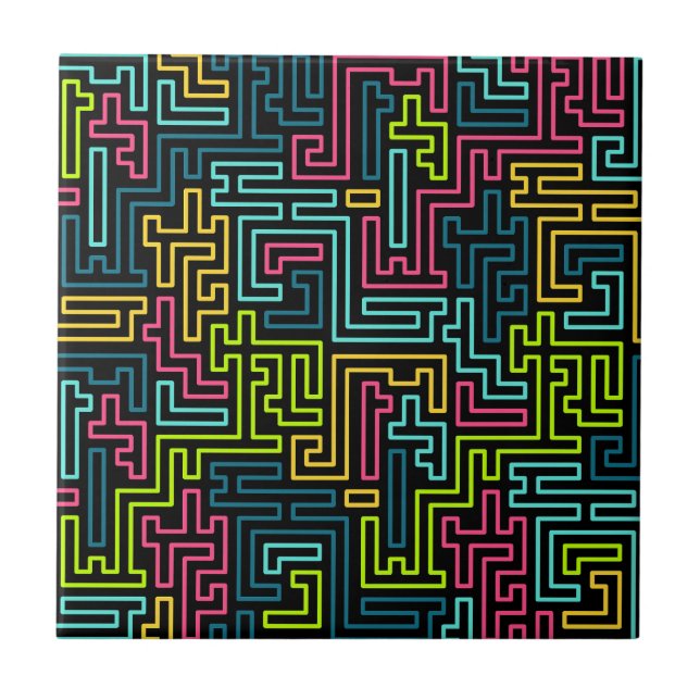 Azulejo Patrón negro de moda de los 80 (Frente)