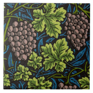Azulejo Patrón negro de vid de uva sin costuras de William