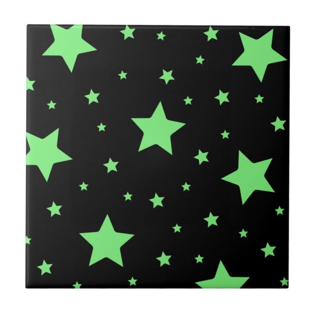 Azulejo Patrón Neon Green Geometric Stars (Frente)
