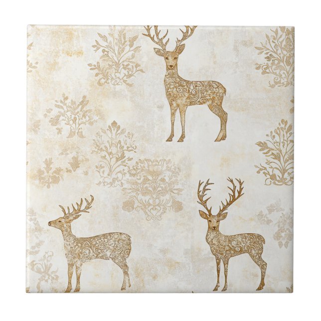 Azulejo Patrón Neutral de Ciervos del Bosque (Frente)