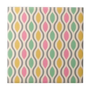 Azulejo Patrón Ogee Moderno Retro Mid Century