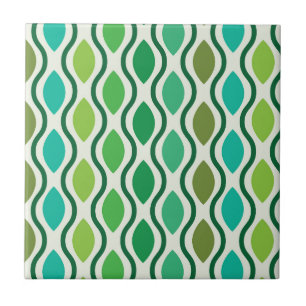 Azulejo Patrón Ogee retro verde turquesa de mediados de si