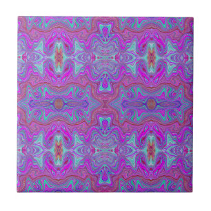 Azulejo Patrón ondulado mármol trippy magenta y azul