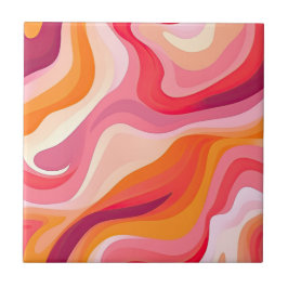 Azulejo Patrón ondulado retro Boho Estético Rosa
