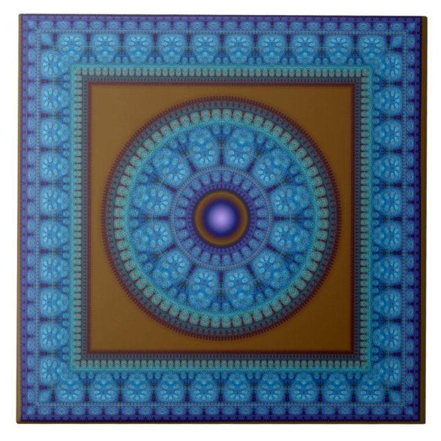 Azulejo Patrón oriental de mosaico azul (Frente)