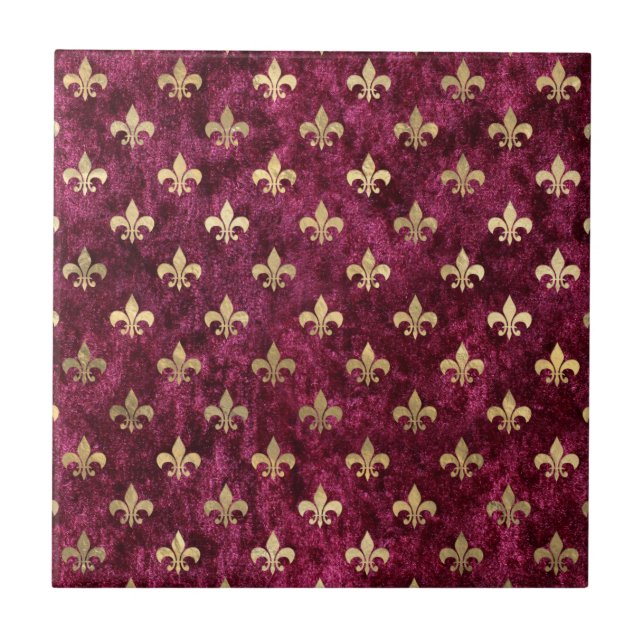 Azulejo Patrón Orleáns De Terciopelo Rojo (Frente)