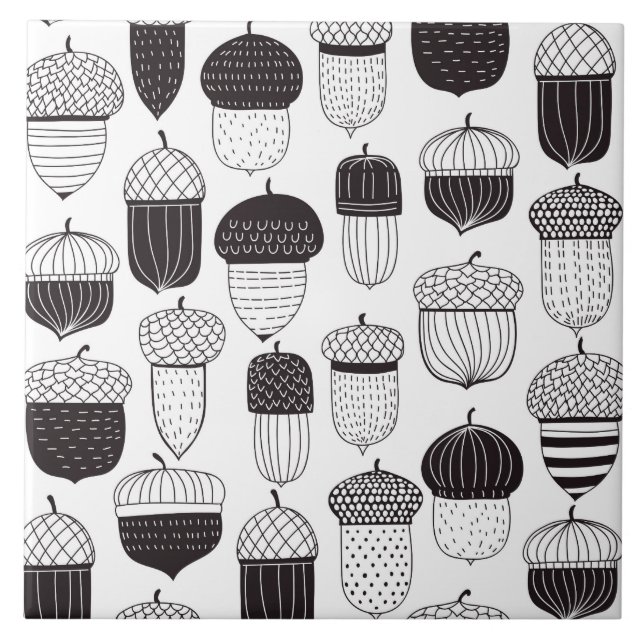 Azulejo Patrón otoño de las bellotas de Doodle (Frente)