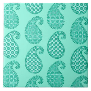Azulejo Patrón paisley, aqua y turquesa