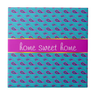 Azulejo Patrón paisley de pavo real y magenta