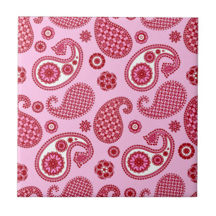 Azulejo Patrón paisley, menta rosa y blanco