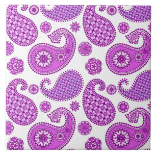 Azulejo Patrón paisley, violeta, púrpura y blanca