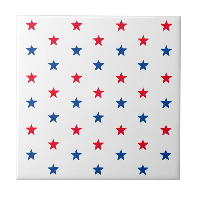 Azulejo Patrón patriótico de estrellas blancas rojas 4 de  (Frente)